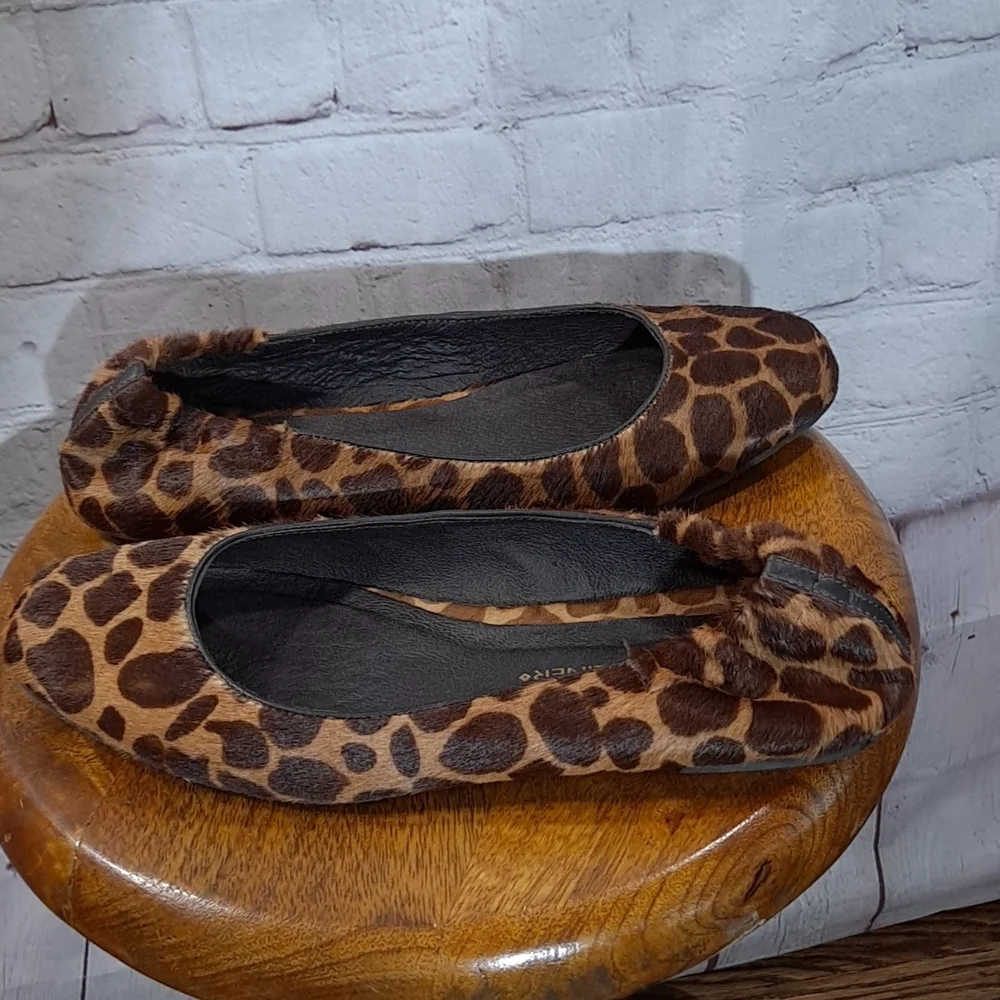 Donald J Pliner Brown Giraffe Pony Hair Ballet Flats